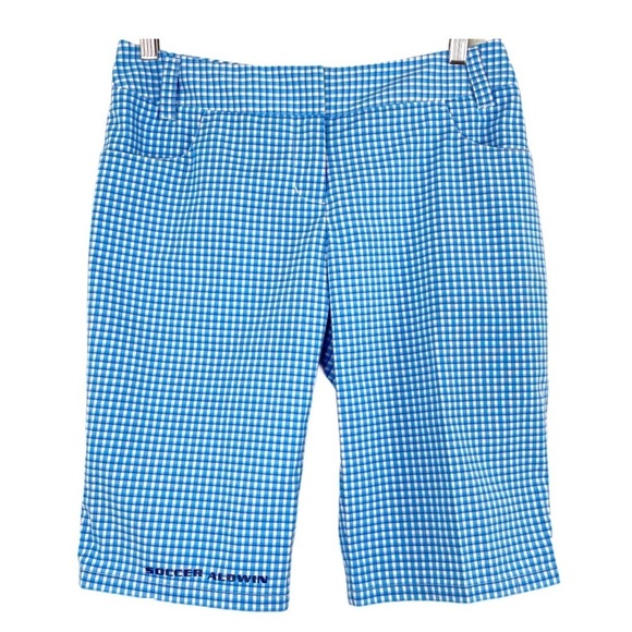 Adidas Plaid Soccer Aldwin Logo Soccer Shorts Blue - Picture 2 of 11
